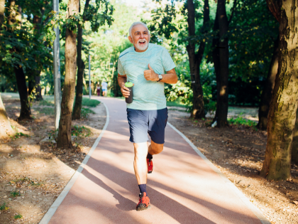 a person running on a path